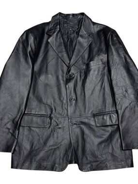 CROFT & BARROW GENUINE LEATHER Designer Business Casual Coat Jacket Mens XL